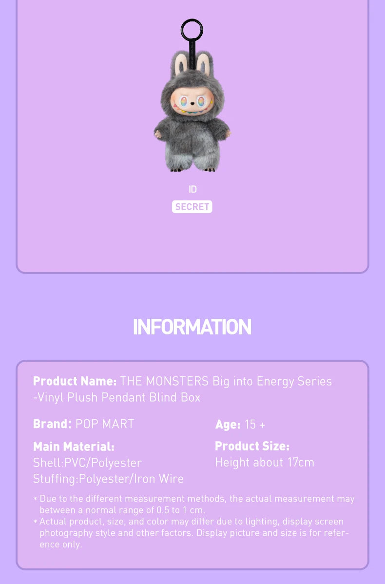 LABUBU THE MONSTERS – Big into Energy Mystery Box (17 cm) Vinyl-Plüsch-Anhänger